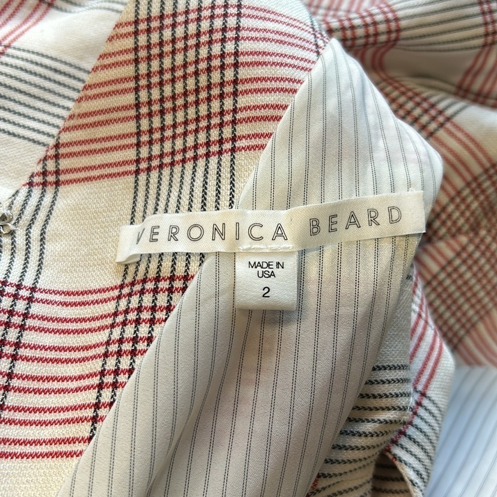 Veronica Beard Finn Checked Crepe Handkerchief Plaid Midi Dress Pockets Size 2 - Picture 11 of 16